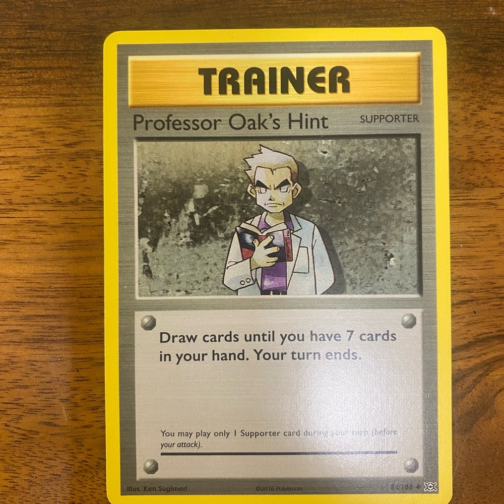 Pokemon Trainer Card - Professor Oak's Hint - Yellow and Gray